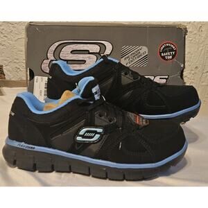 Skechers Womens Work Shoes Slip Resistant Light Safety Toe Black Blue Size 5.5
